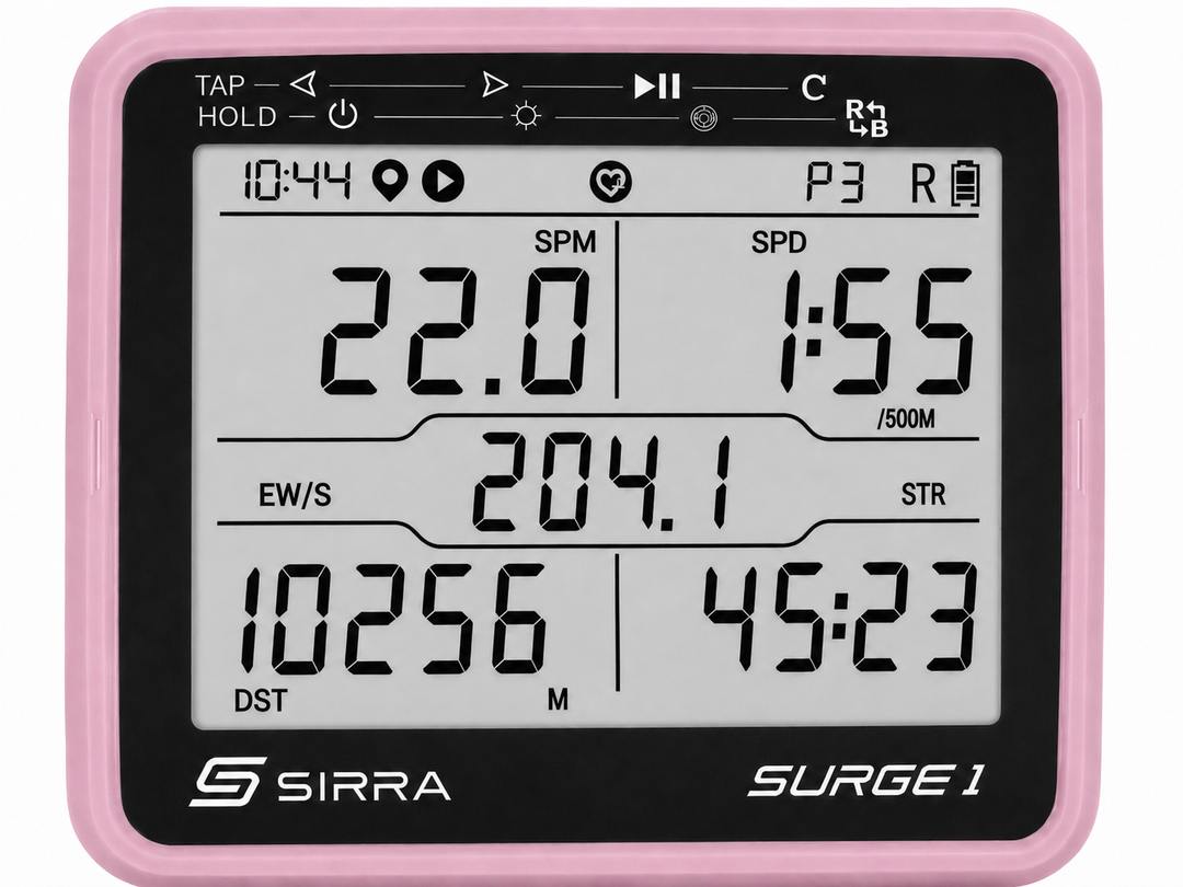 An image of the Sirra Stroke Coach / Speed Coach in use. 