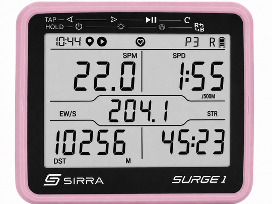 An image of the Sirra Stroke Coach / Speed Coach in use. 